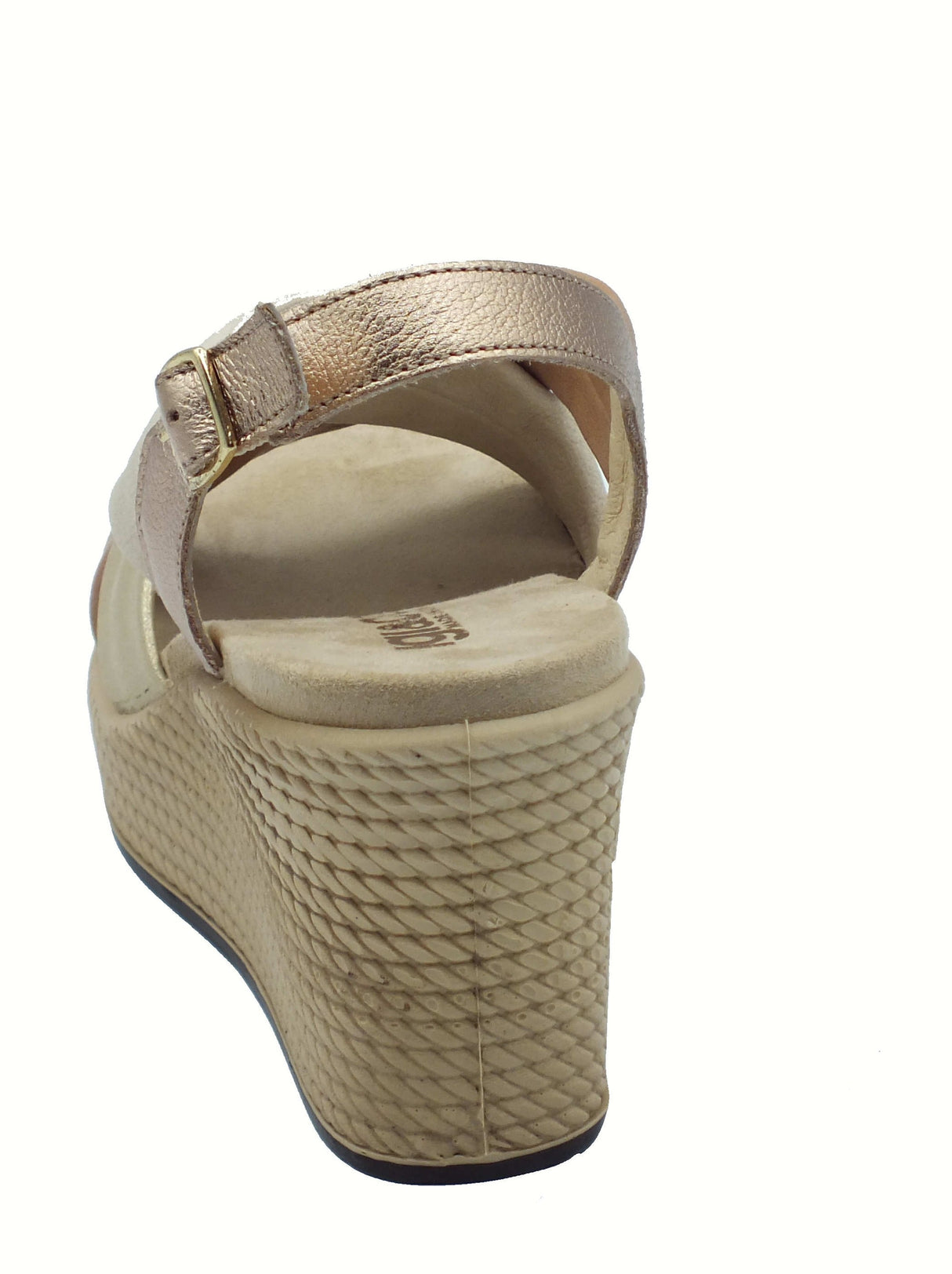 Igi&Co Igi&Co 7671122 Bubai Platino Sabbia Sandali per Donna in pelle con zeppa alta Sabbia