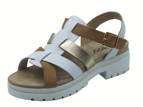 Igi&Co Igi&Co 7672100 Vitello Scirocco Bianco Sandali per Donna con zeppa bassa in pelle Bianco