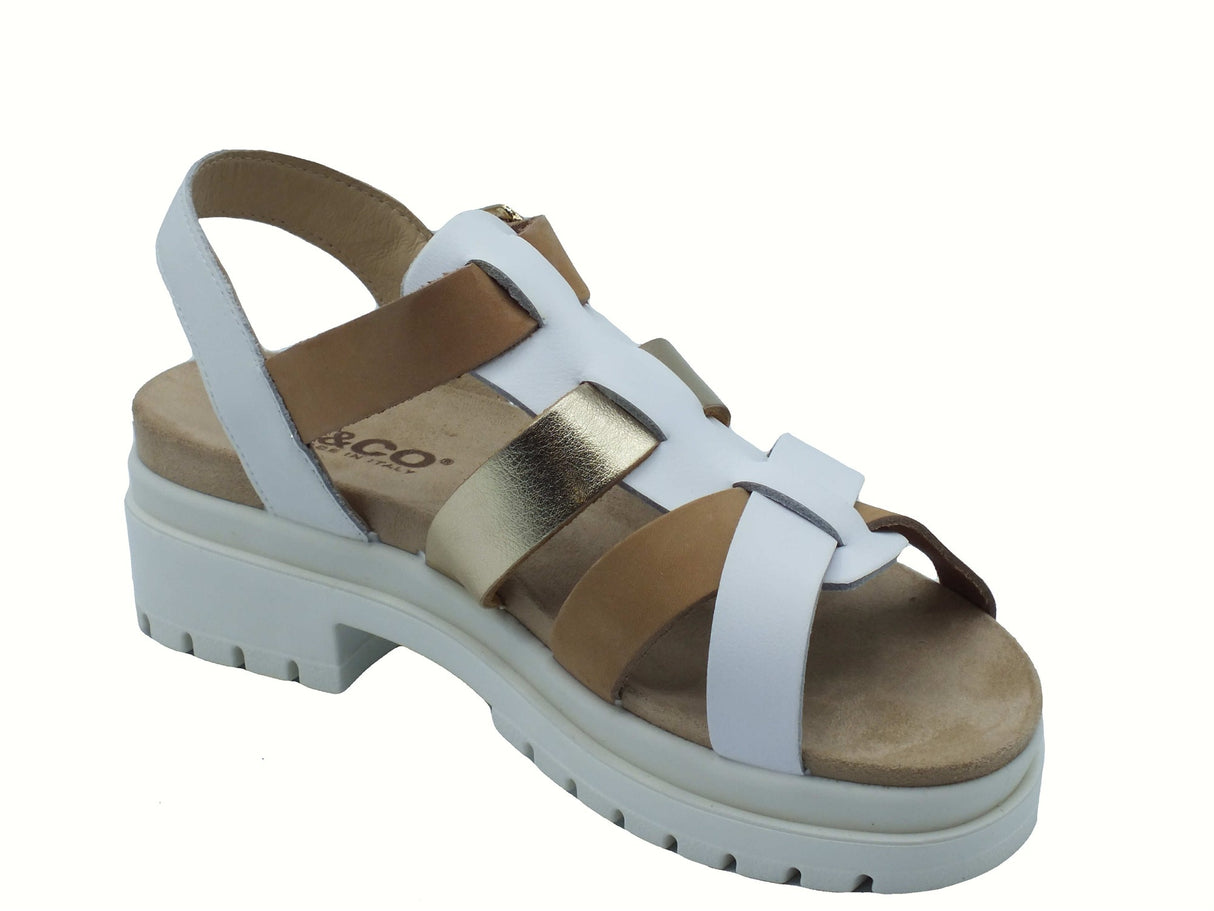 Igi&Co Igi&Co 7672100 Vitello Scirocco Bianco Sandali per Donna con zeppa bassa in pelle Bianco
