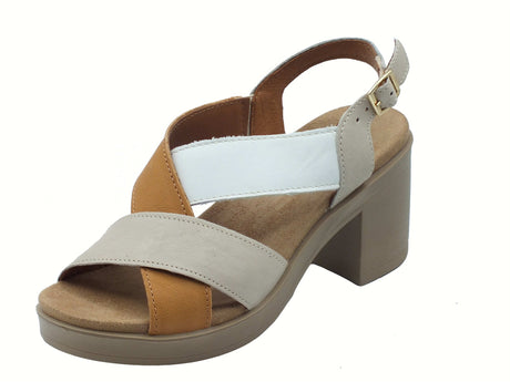 Igi&Co Igi&Co 7674122 Nappa Panna Sandali per Donna in pelle con tacco alto e fibietta bianco