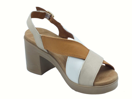 Igi&Co Igi&Co 7674122 Nappa Panna Sandali per Donna in pelle con tacco alto e fibietta bianco