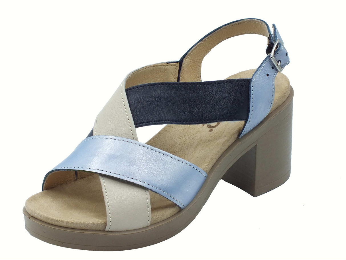 Igi&Co Igi&Co 7674144 Laminato Cielo Sandali per Donna in pelle con tacco alto e fibietta Laminato Cielo