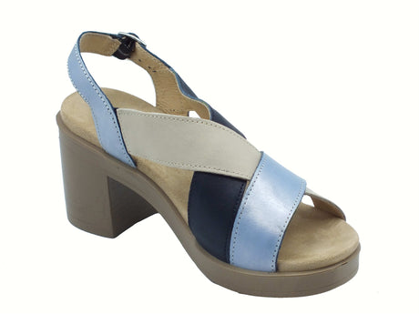 Igi&Co Igi&Co 7674144 Laminato Cielo Sandali per Donna in pelle con tacco alto e fibietta Laminato Cielo