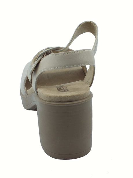 Igi&Co Igi&Co 7674222 Vitello Panna Sandali per Donna in pelle con tacco alto e fibietta bianco panna
