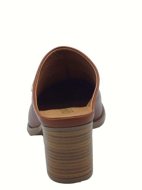 Igi&Co Igi&Co 7682900 Vitello Anticato Cognac Sabot per Donna in pelle tacco alto Cognac