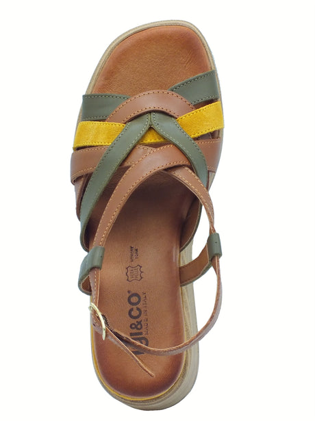 Igi&Co Igi&Co 7689522 Vitello Oceano Cuoio Sandali per Donna in pelle con zeppa alta Cuoio