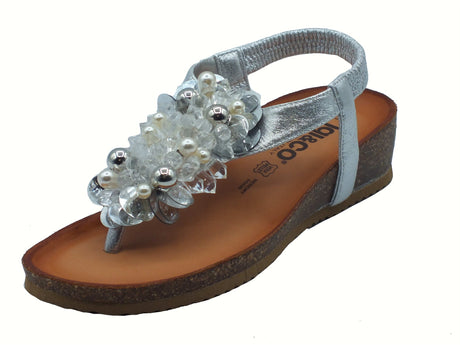 Igi&Co Igi&Co 7698233 Nappa Laminato Argento Infradito per Donna con zeppa bassa in pelle Argento