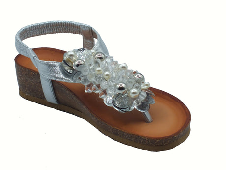 Igi&Co Igi&Co 7698233 Nappa Laminato Argento Infradito per Donna con zeppa bassa in pelle Argento