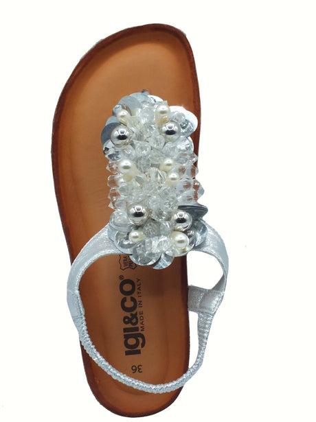 Igi&Co Igi&Co 7698233 Nappa Laminato Argento Infradito per Donna con zeppa bassa in pelle Argento