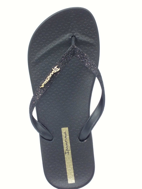 Ipanema Ipanema 83140 Lolita Glitter Black Infradito con zeppa bassa per Donna in gomma nero Black