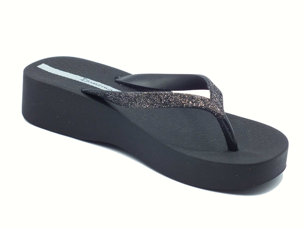 Ipanema Ipanema 83386 Mesh Chic Glitter Black Infradito con zeppa media per Donna in gomma nero Black