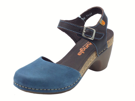 Jungla Jungla 7465 Samoa Ocean Pop Camila Sandali per Donna in pelle testa di moro e blu con tacco medio blu