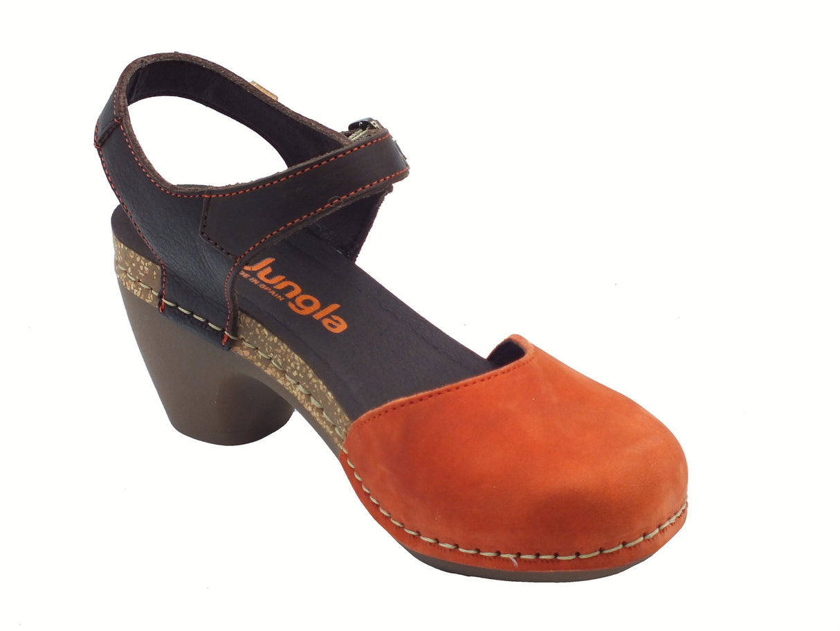 Jungla Jungla 7465 Jockey Teja Pop Camila Sandali Donna pelle testa di moro e arancio con tacco medio arancio