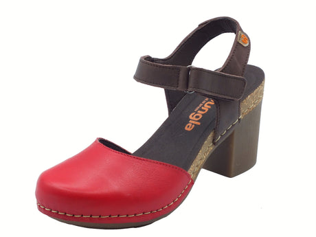 Jungla Jungla 7831 Loto Rojo Pipa Camila Sandali per Donna in pelle marrone rossa con tacco alto Rosso