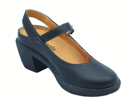 Jungla Jungla 8350 Loto Negro Praga Ballerine con cinturino per Donna in pelle nera Nero