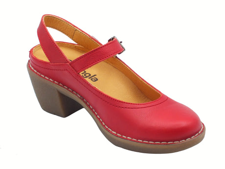 Jungla Jungla 8350 Loto Rojo Praga Camila Ballerine con cinturino per Donna in pelle rossa Rosso