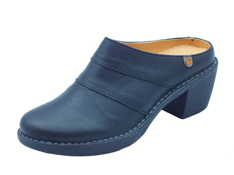 Jungla Jungla 8352 Loto Negro Praga Sabot per Donna in pelle nera con tacco Nero