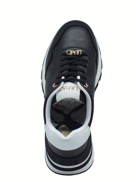 LIU JO LIUJO BA5043 Amazing Black Sneakers moda per Donna in pelle nera zeppa alta Black
