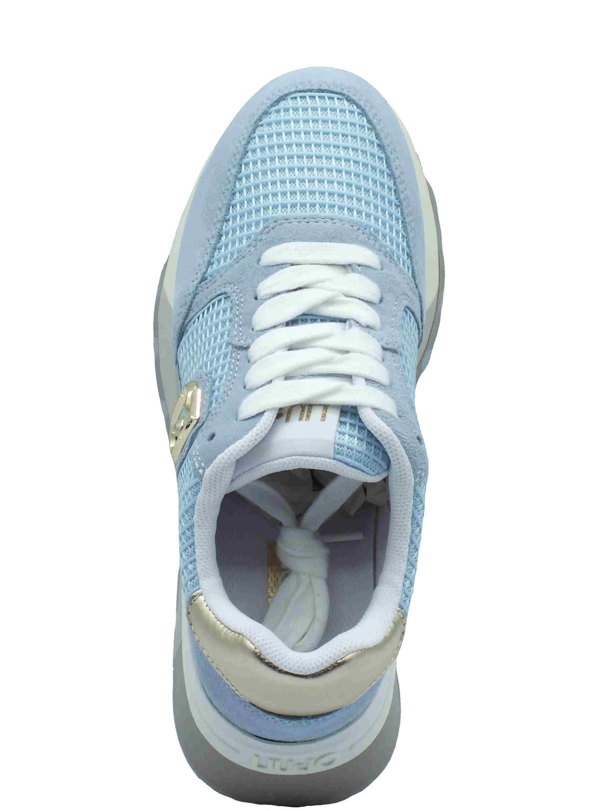 LIU JO LIUJO BA5049 Amazing Portofino Sneakers moda per Donna in nabuk e tessuto celeste zeppa alta celeste