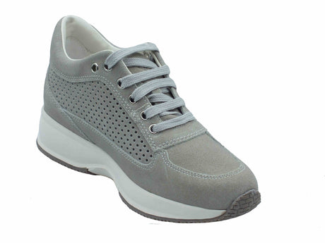 Lumberjack Lumberjack Raul SW01305 White Sneakers per Donna in nabuk bianco con zeppa bombata White