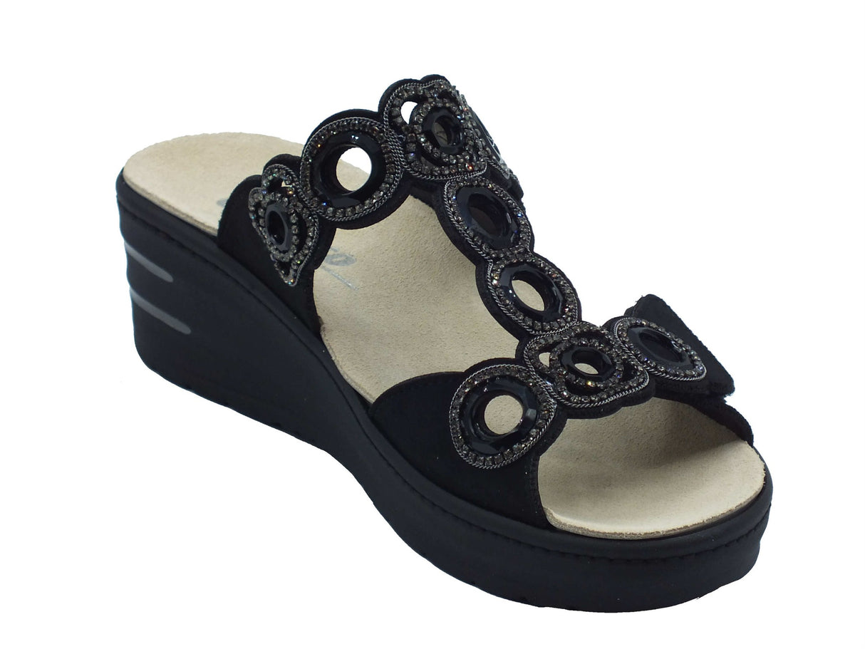 Melluso Melluso 019247 Nero Sandali per Donna in scamosciato con doppio stretch ed estraibile Nero