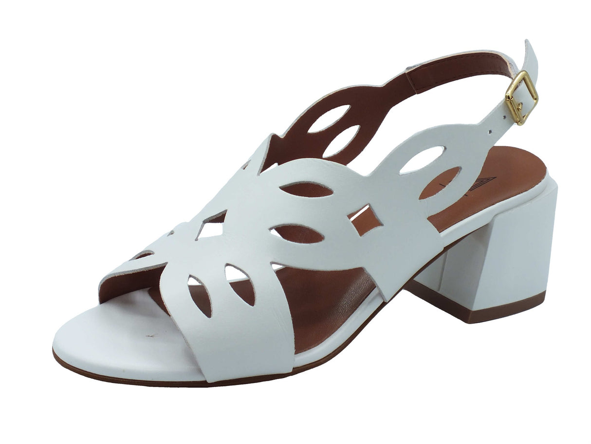 Melluso Melluso K35507Z Bianco Sandali per Donna in pelle laserata con tacco medio e fibbietta Bianco