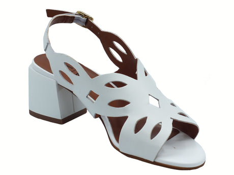 Melluso Melluso K35507Z Bianco Sandali per Donna in pelle laserata con tacco medio e fibbietta Bianco