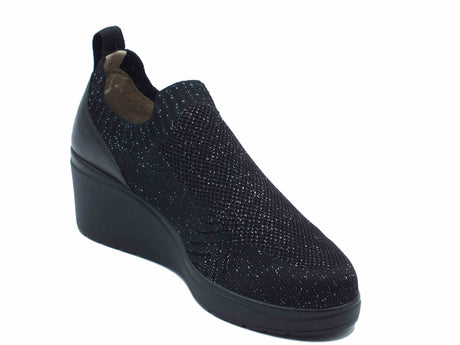 Melluso Melluso K53013 Black Tronchetti Confort Donna tessuto elasticizzato con zeppa alta Black