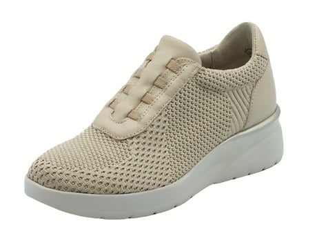 Melluso Melluso Walk K55431Z Beige Sneakers Slip-On per Donna in tessuto zeppa alta Beige