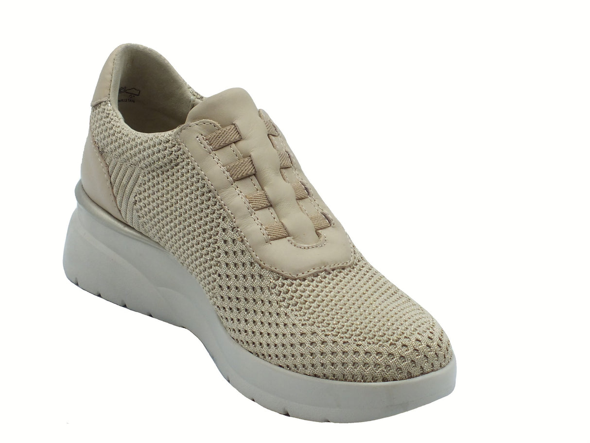 Melluso Melluso Walk K55431Z Beige Sneakers Slip-On per Donna in tessuto zeppa alta Beige