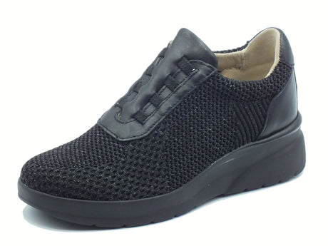 Melluso Melluso Walk K55431Z Nero Sneakers Slip-On per Donna in tessuto zeppa alta Nero