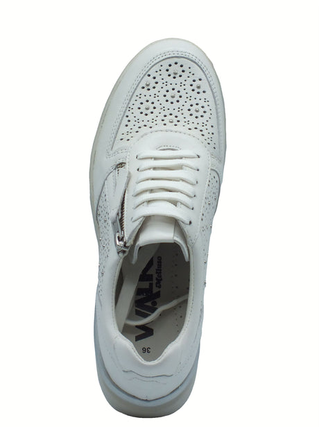 Melluso Melluso Walk K55446 Bianco Sneakers per Donna in pelle con lacci e lampo zeppa bassa Bianco