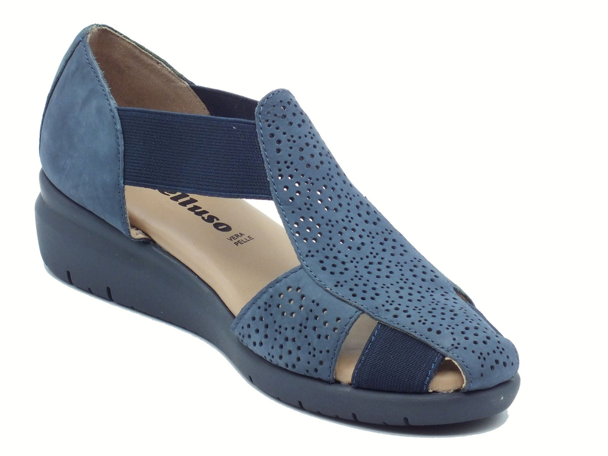 Melluso Melluso K55475 Blu Mocassini per Donna in scamosciato con elastici e zeppa bassa Blu