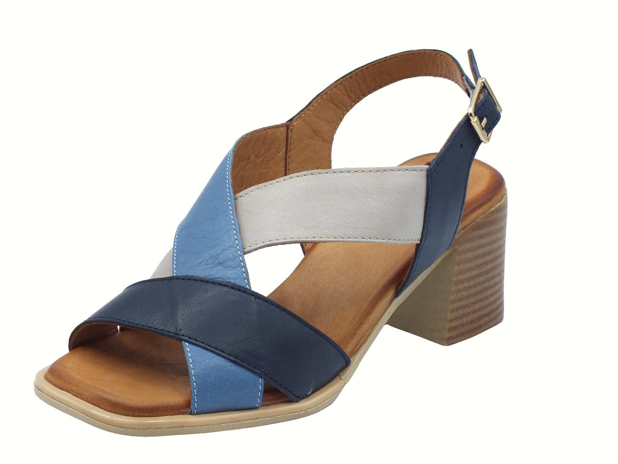 Melluso Melluso K56110Z Jeans Sandali per Donna in pelle blu con tacco alto e fibia Jeans