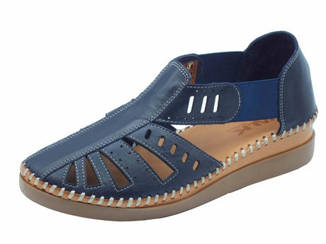Melluso Melluso Walk K70058 Navy Mocassini per Donna in pelle traforata zeppa bassa Navy