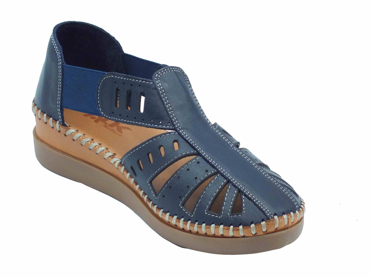 Melluso Melluso Walk K70058 Navy Mocassini per Donna in pelle traforata zeppa bassa Navy