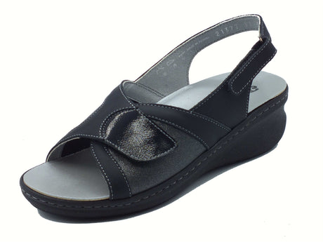 Melluso Melluso K95208Z Nero Sandali Confort per Donna in pelle con stretch sottopiede estraibile Nero