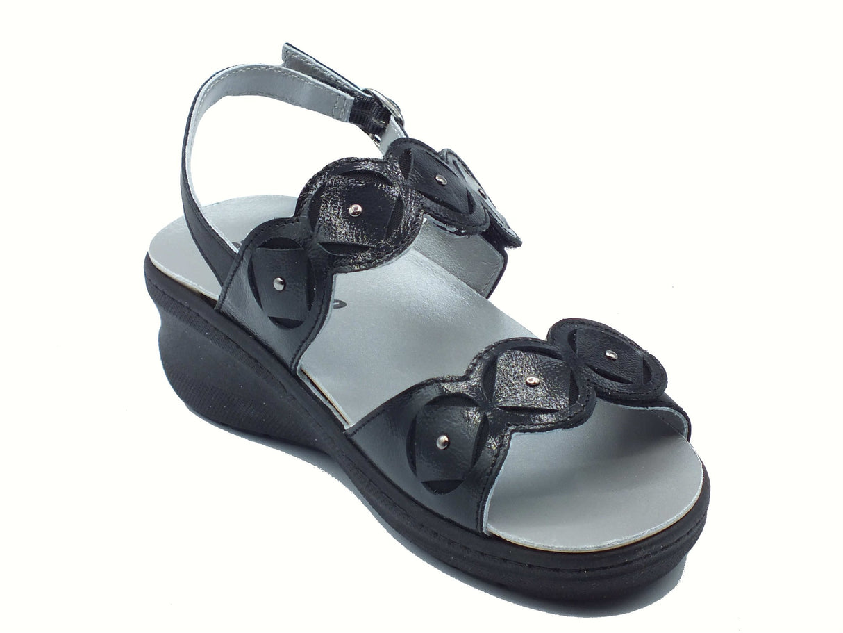 Melluso Melluso K95228Z Nero Sandali Confort per Donna in pelle con doppio stretch sottopiede estraibile Nero
