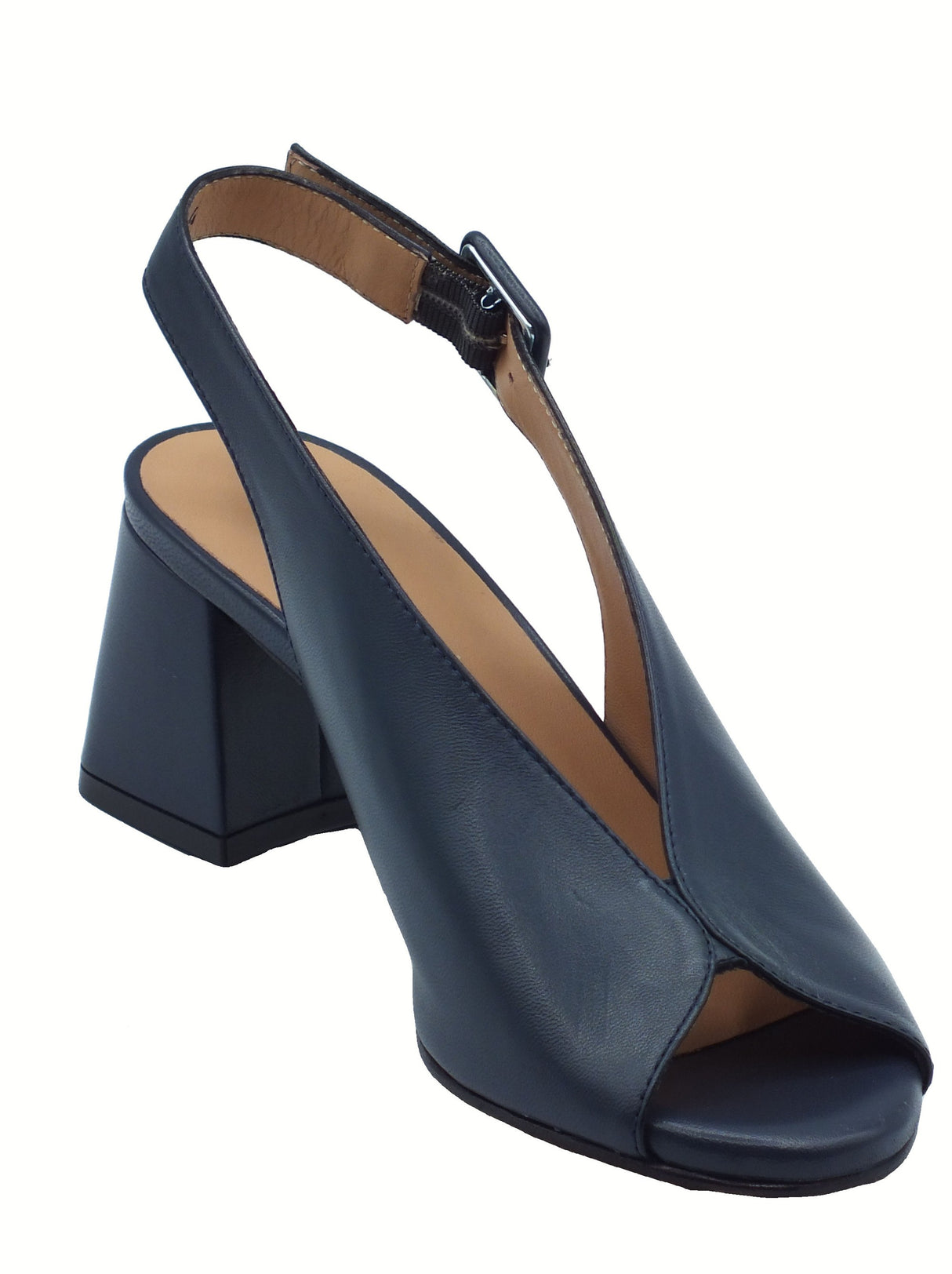 Melluso Melluso N622Z Melissa Abyss Sandali per Donna in pelle blu con tacco alto e fibbiona blu