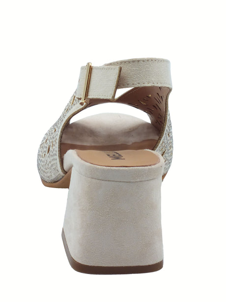 Melluso Melluso N653 Melissa Beige Sandali per Donna in pelle con brillanti, tacco alto e fibbiona Beige