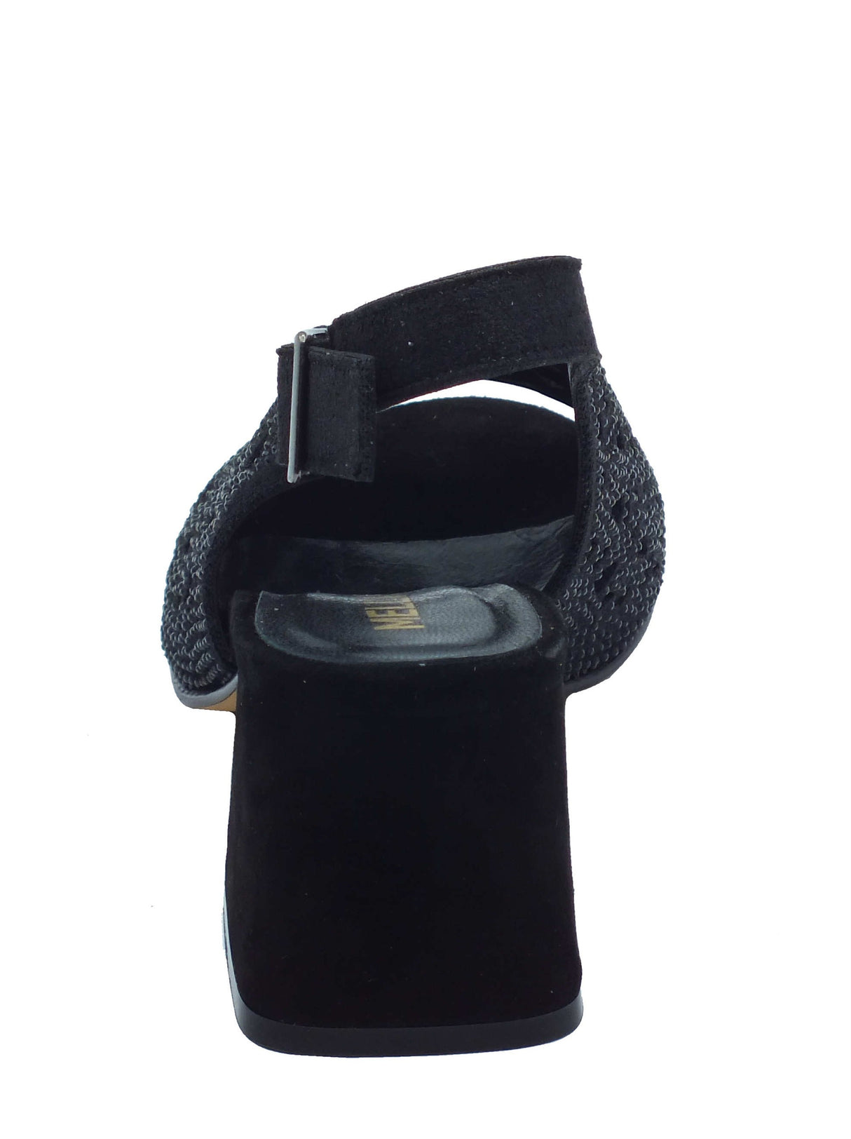 Melluso Melluso N653 Melissa Nero Sandali per Donna in pelle con brillanti, tacco alto e fibbiona Nero