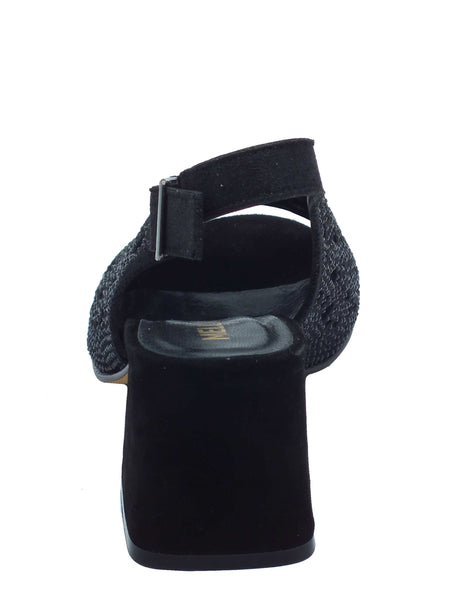 Melluso Melluso N653 Melissa Nero Sandali per Donna in pelle con brillanti, tacco alto e fibbiona Nero