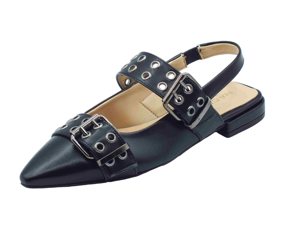 Nacrèe Nacrèe 411A093 Cap Nero Decoltè per Donna in ecopelle con fibione e tacco basso Nero