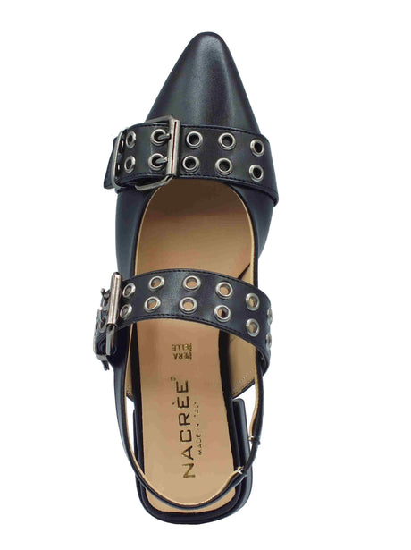 Nacrèe Nacrèe 411A093 Cap Nero Decoltè per Donna in ecopelle con fibione e tacco basso Nero