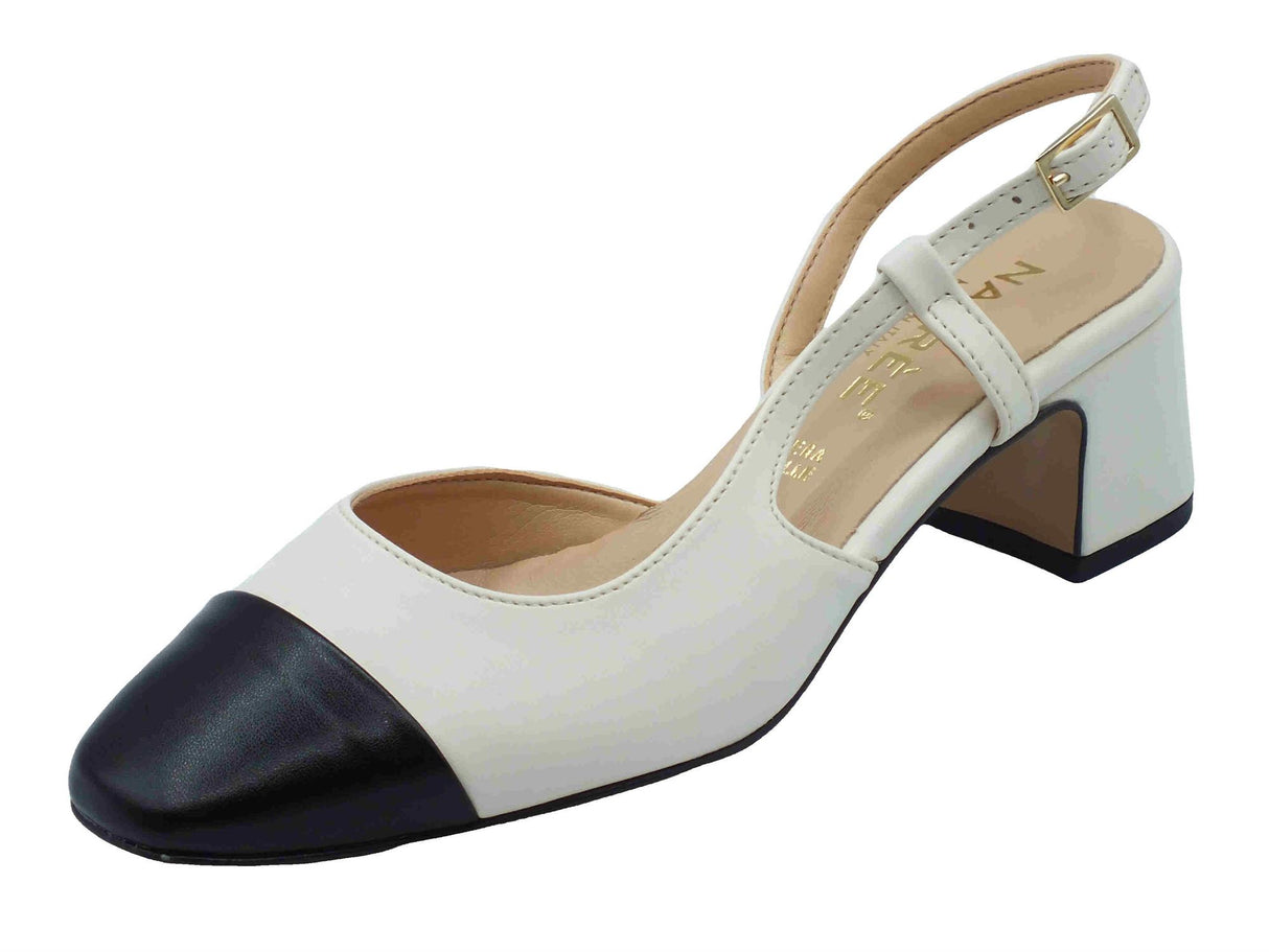 Nacrèe Nacrèe 5710002 Cap Nero Burro Decoltè elegante bianco e nero per Donna tacco medio Burro