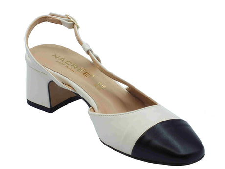 Nacrèe Nacrèe 5710002 Cap Nero Burro Decoltè elegante bianco e nero per Donna tacco medio Burro