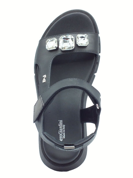 Nero Giardini NeroGiardini E410707D Tamigi Nero Sandali per Donna in pelle con strappo e zeppa media Nero