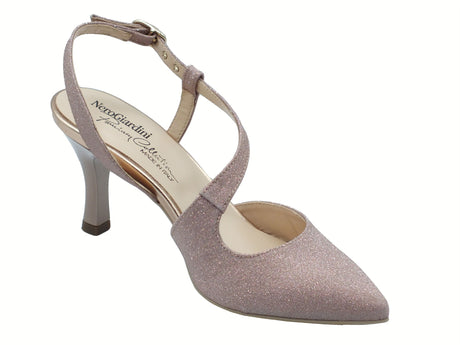 Nero Giardini NeroGiardini E507010DE Microglitter carne Sandali per Donna in tessuto carne con fibietta e tacco al carne