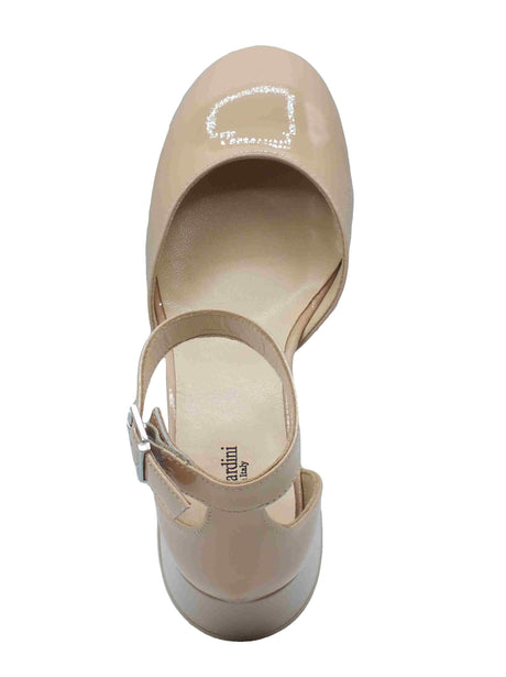 Nero Giardini NeroGiardini E512340D Vernice Cipria Decoltè elegante per donna con cinturino e tacco basso Cipria