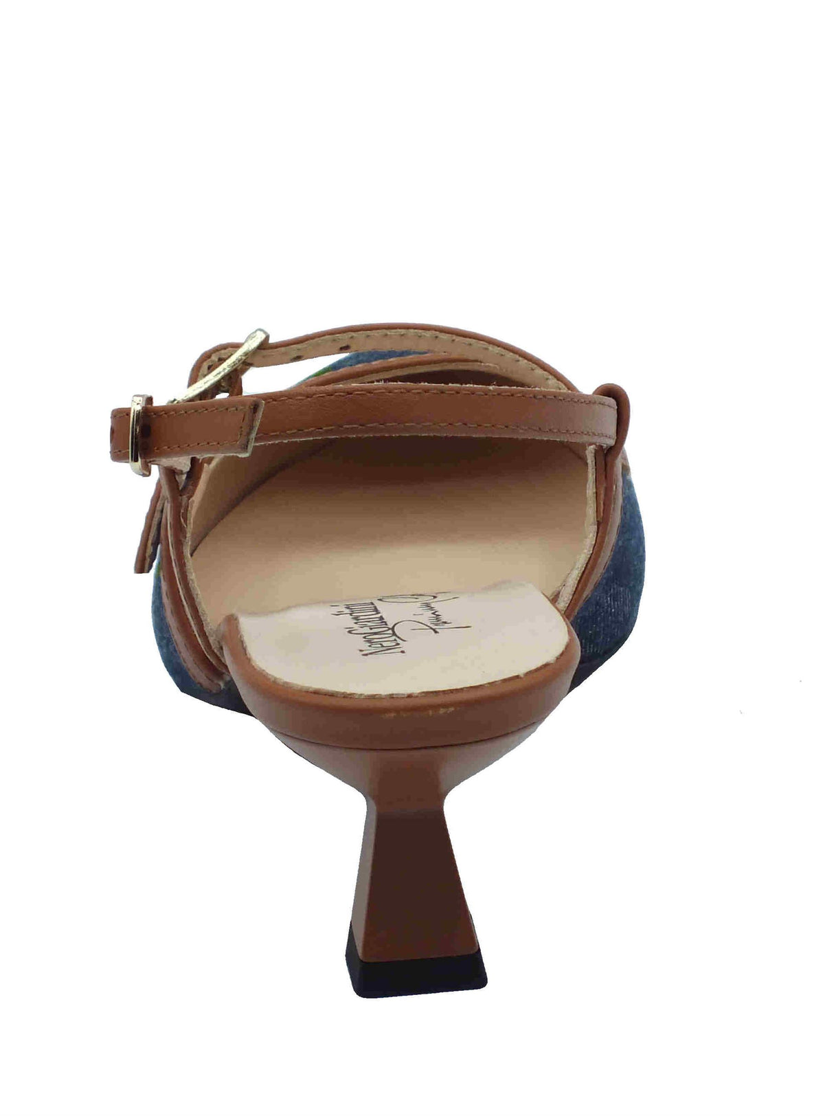 Nero Giardini NeroGiardini E512254DE Jeans Cognac Decoltè eleganti per donna con doppio cinturino e tacco basso Cognac